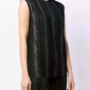 Stella McCartney Black and Silver Sleeveless Top